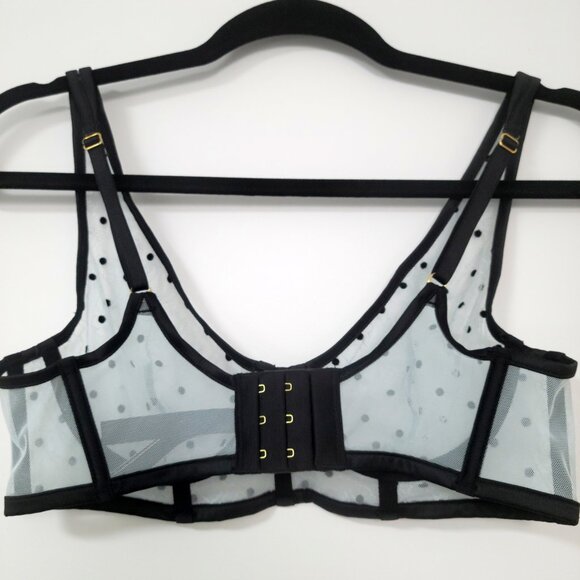 Victoria’s Secret Black Sheer Lace Polka Dot Unlined Plunge Bra Size 34C - Picture 5 of 11